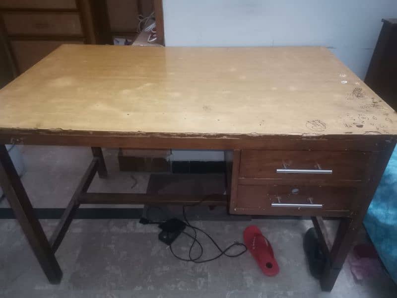 wooden study table and office chair 0