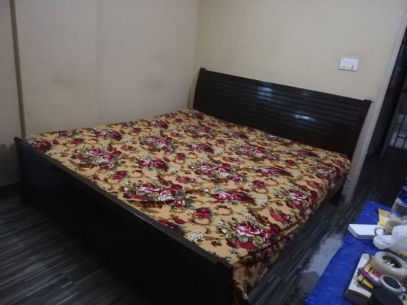 Wooden King Size Bed With Mattress For Urgent Sale 1