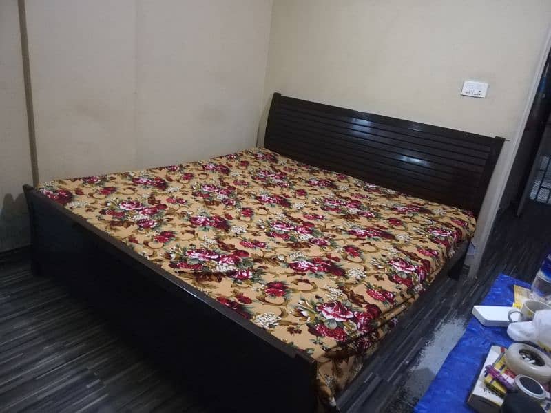 Wooden King Size Bed With Mattress For Urgent Sale 2