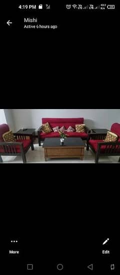 Good 5 seater wooden  sofa with 3 tables