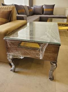 Polish centre table  with glass top