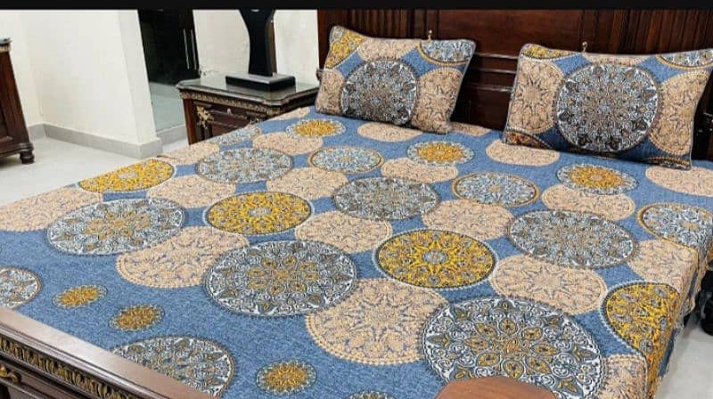 3 Pcs Cotton Printed Double Bedsheets Free Delivery Offer 1