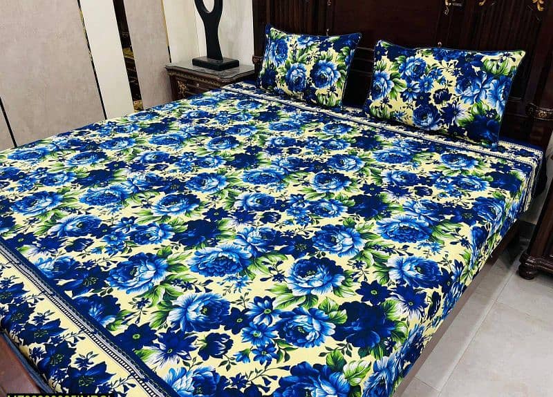 3 Pcs Cotton Printed Double Bedsheets Free Delivery Offer 3