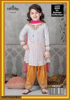 3 Pcs Girl unstitched Embroidered Suit
