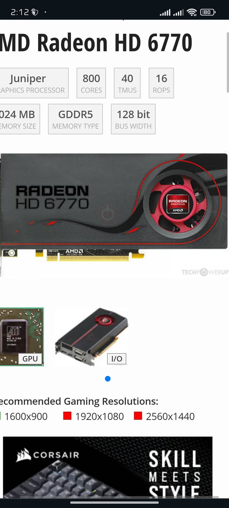 AMD Radeon HD 6770 1 GB DDR5 9