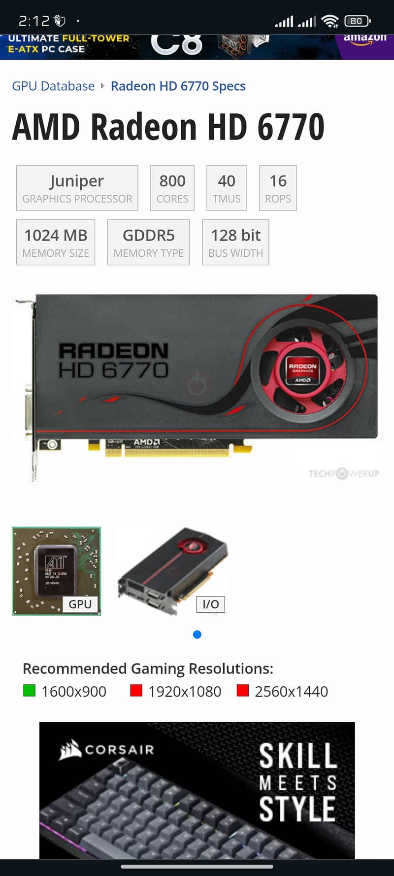 AMD Radeon HD 6770 1 GB DDR5 10