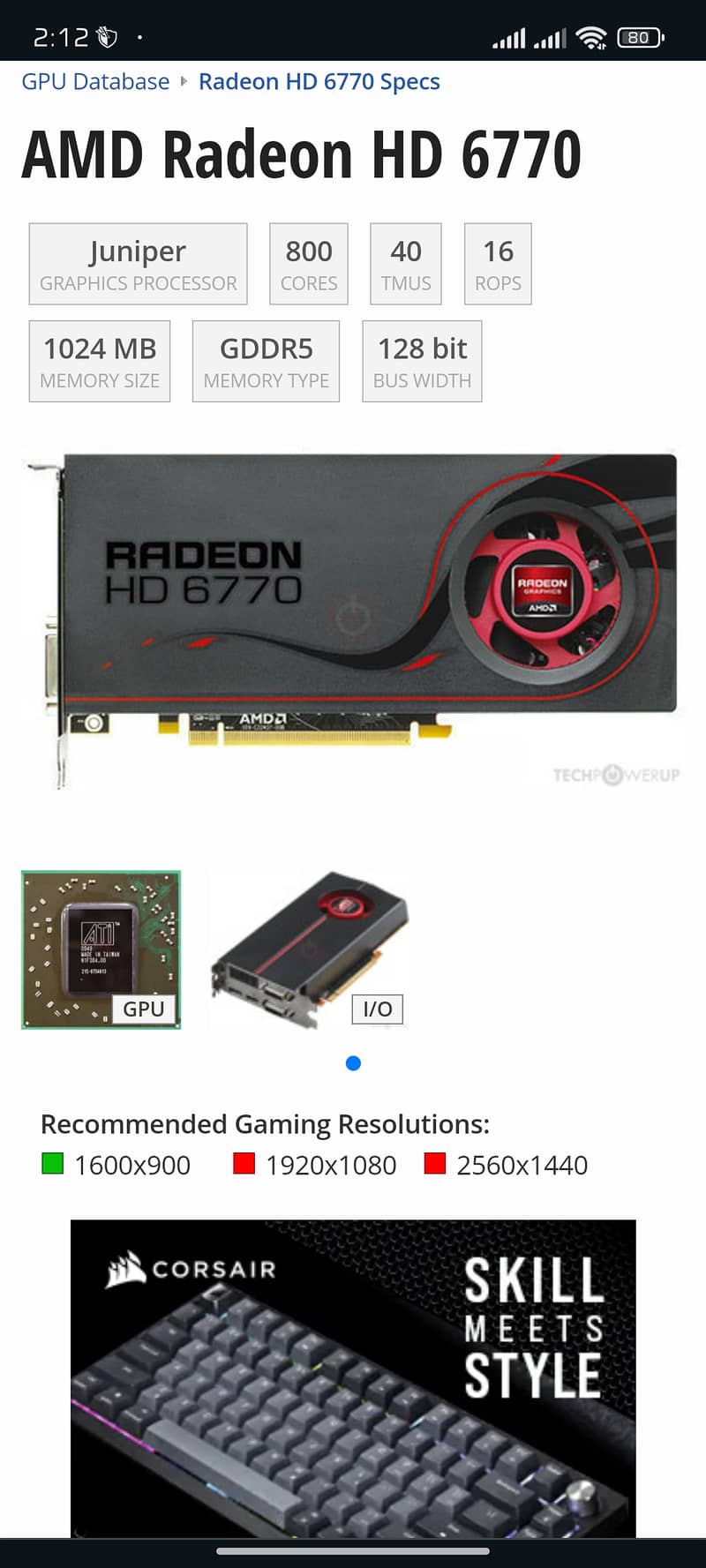 AMD Radeon HD 6770 1 GB DDR5 12