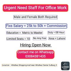 urgent need male or female staff