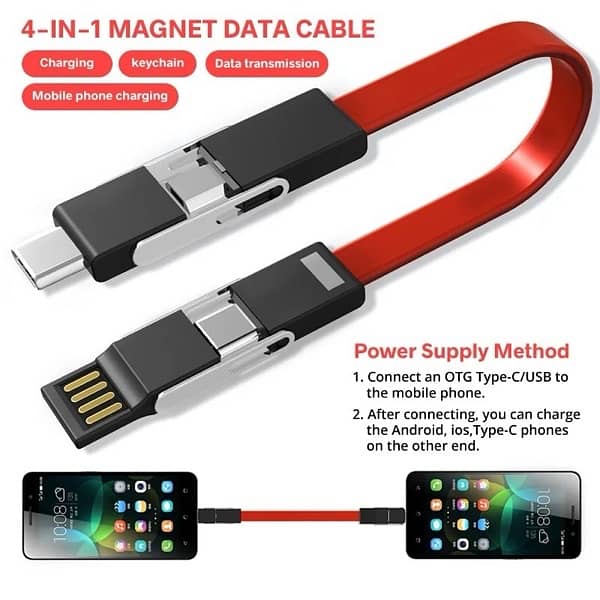 4 in 1 Magnetic keychain charging cable 1