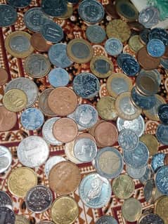 Mix coins of many countries. .