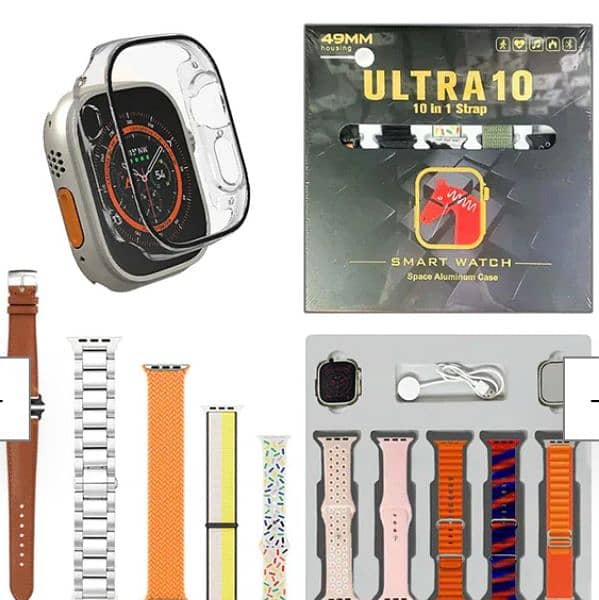 ultra 10 in 1 smart watch with silicon case and protector 1