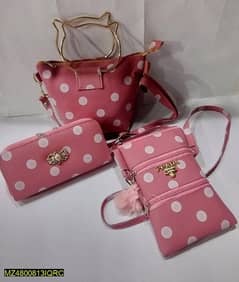3 pcs pink polka dot purse set free delivery