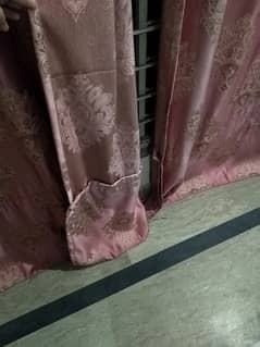 silk tea pink curtains with beautiful golden embroidery 0