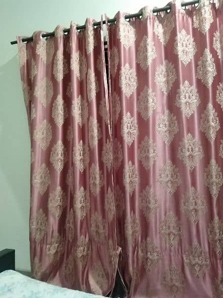 silk tea pink curtains with beautiful golden embroidery 2