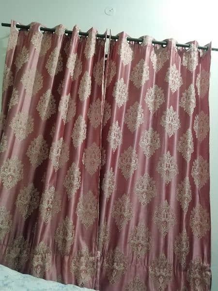 silk tea pink curtains with beautiful golden embroidery 3