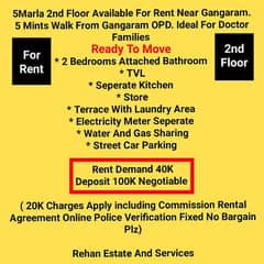 5Marla 2nd Floor Available For Rent Near Gangaram.