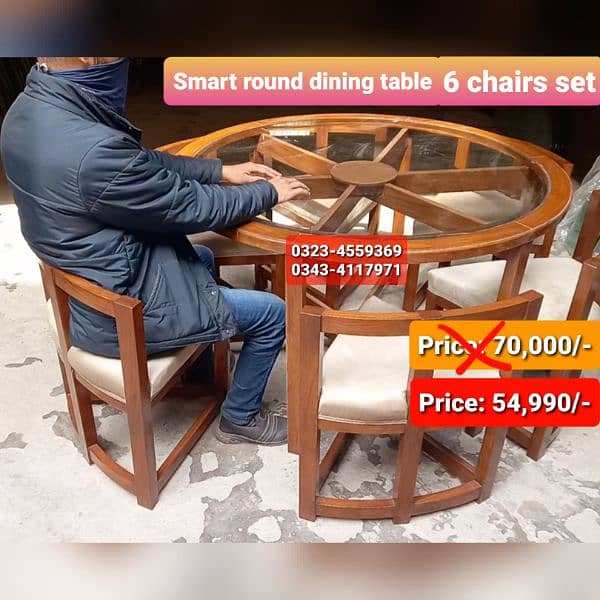 Smart dining table/round dining table/4 chair/6 chair/dining table 11