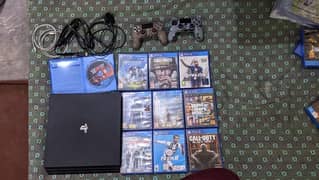 PS4 Pro for Sale with 2 original controllers and 10 games