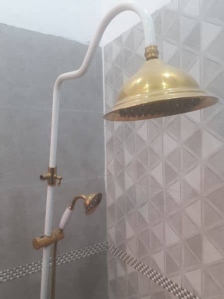 PVC White Vanity + White Gold Shower Set Used 4