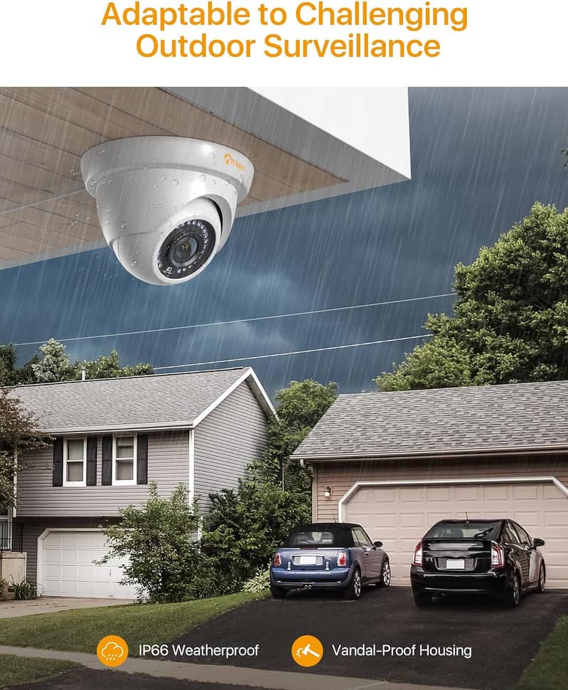 4 Pack 1080P Outdoor CCTV Security Dome Cameras 2MP Home Surveillance 7