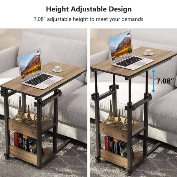 Wooden Adjustable Laptop Side Table For Sofa And Bed 4