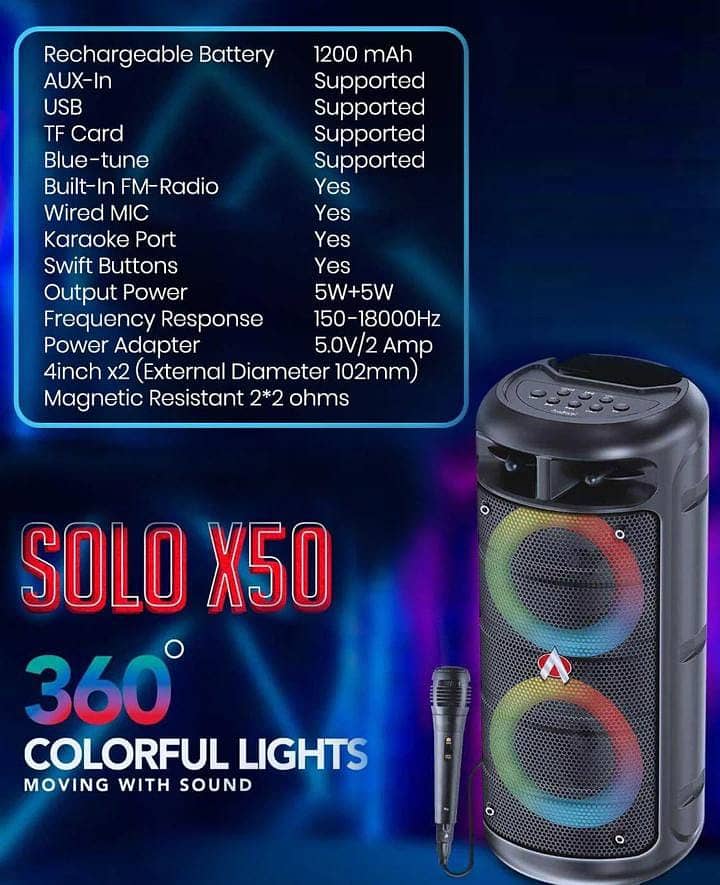 Audionic Solo X50 Portable Speaker Mobile Speaker TWS 1