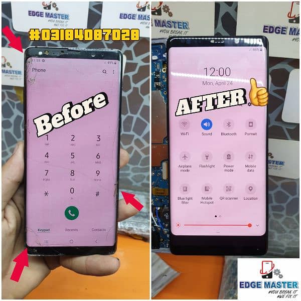 Crack Glass change SamsungS10+S8+S20ultraS23Note10plusNote20UltraNote8 6