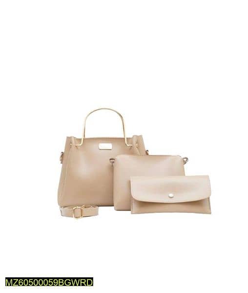 3 pcs Women's Pu leather plain handbags 1