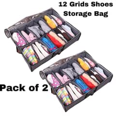 12 Grids Shoes Storage Bag, Pack Of 2