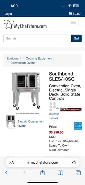 6000$ Oven Southbend in 2 lacs 4