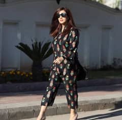 sale sale 20%off (2 pic woman stitched lines block Printed suit )