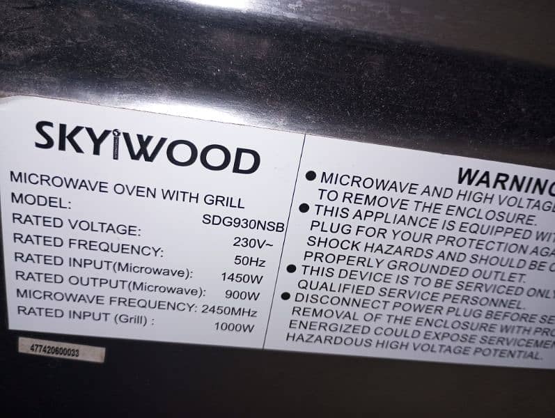 skywood microwave plus grill 40 litter 7