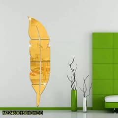 Leaf shape wall mirror golden) box pack) only delivery available