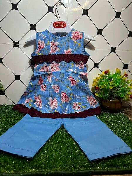 Baby Girls Frock With Matching trouser 2