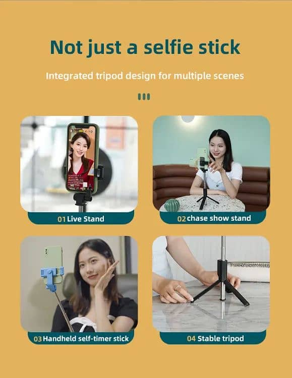 3IN1 Wireless Selfie Stick With free shipping and cash on delivery 4