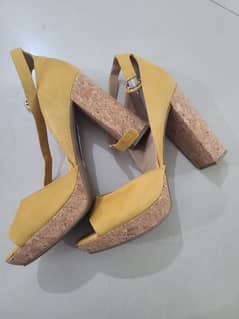 Mustard block heels