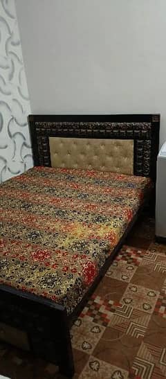 Iron bed with matress 5x6 feet and two seater side sofa