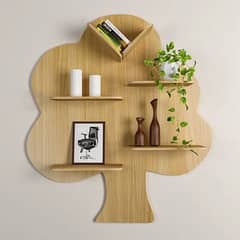 Tree Shaped Wooden Shelf MDF Material 18 Inch Covered Area
