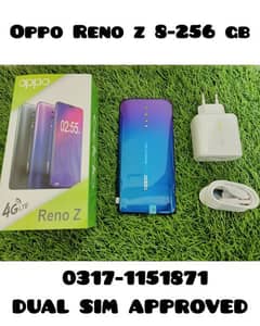 OPPO RENO Z 8 GB - 256 GB WITH BOX AND CHARGER DUAL SIM PTA APPROVED