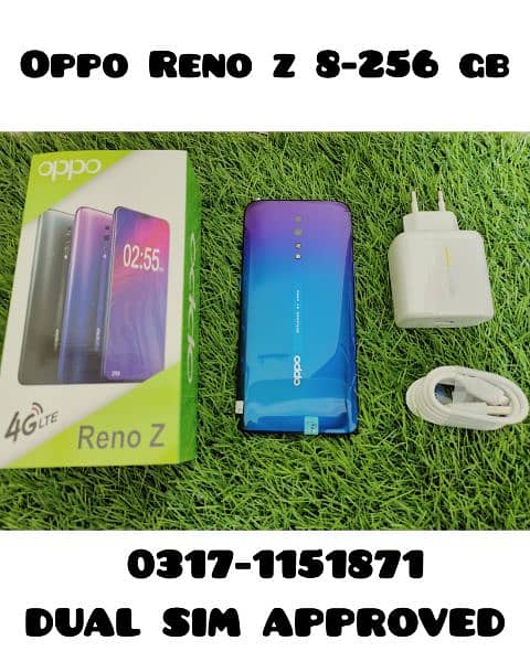 OPPO RENO Z 8 GB - 256 GB WITH BOX AND CHARGER DUAL SIM PTA APPROVED 0