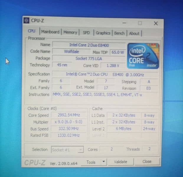 Core 2 duo Desktop Pc E8400 DDR3 8GB 5