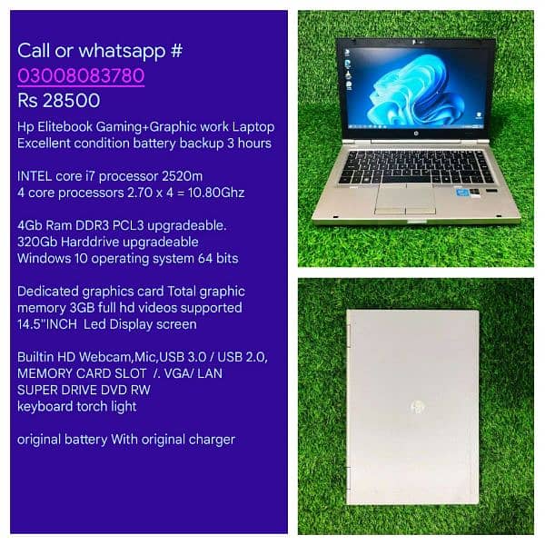 Laptops are available in low prizes call and WhatsApp (03OO'8O'83'780) 18