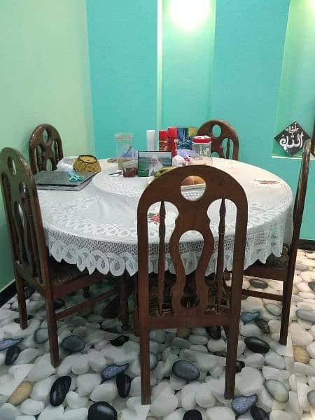 Wooden Round Dining Table with 6 Chairs 2