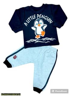 2 pcs baby boys stitched fleece printed suite (0to4)months
