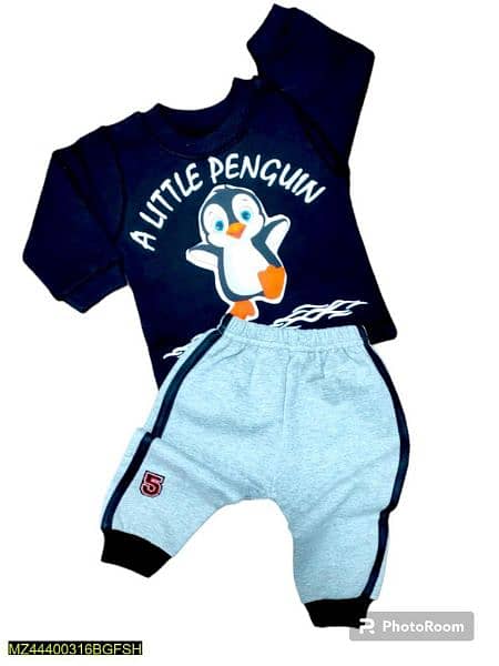2 pcs baby boys stitched fleece printed suite (0to4)months 1