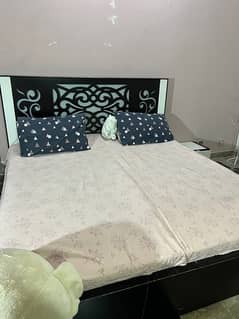 king Bed with mattress and side tables and dressing table