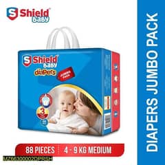88 pcs taped baby diapers with free brush