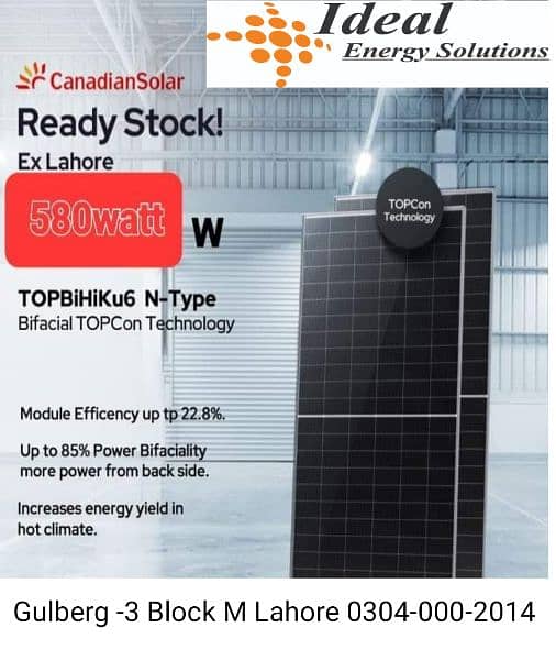 Solar Canadian 580W N-type Bifacial TOPCon Technology Fresh Stock 0