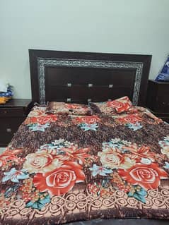 wooden King size bed available with side table
