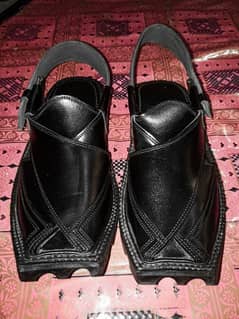 Black Peshawari Chappal ( Black Color ) ( Genuine Leather )